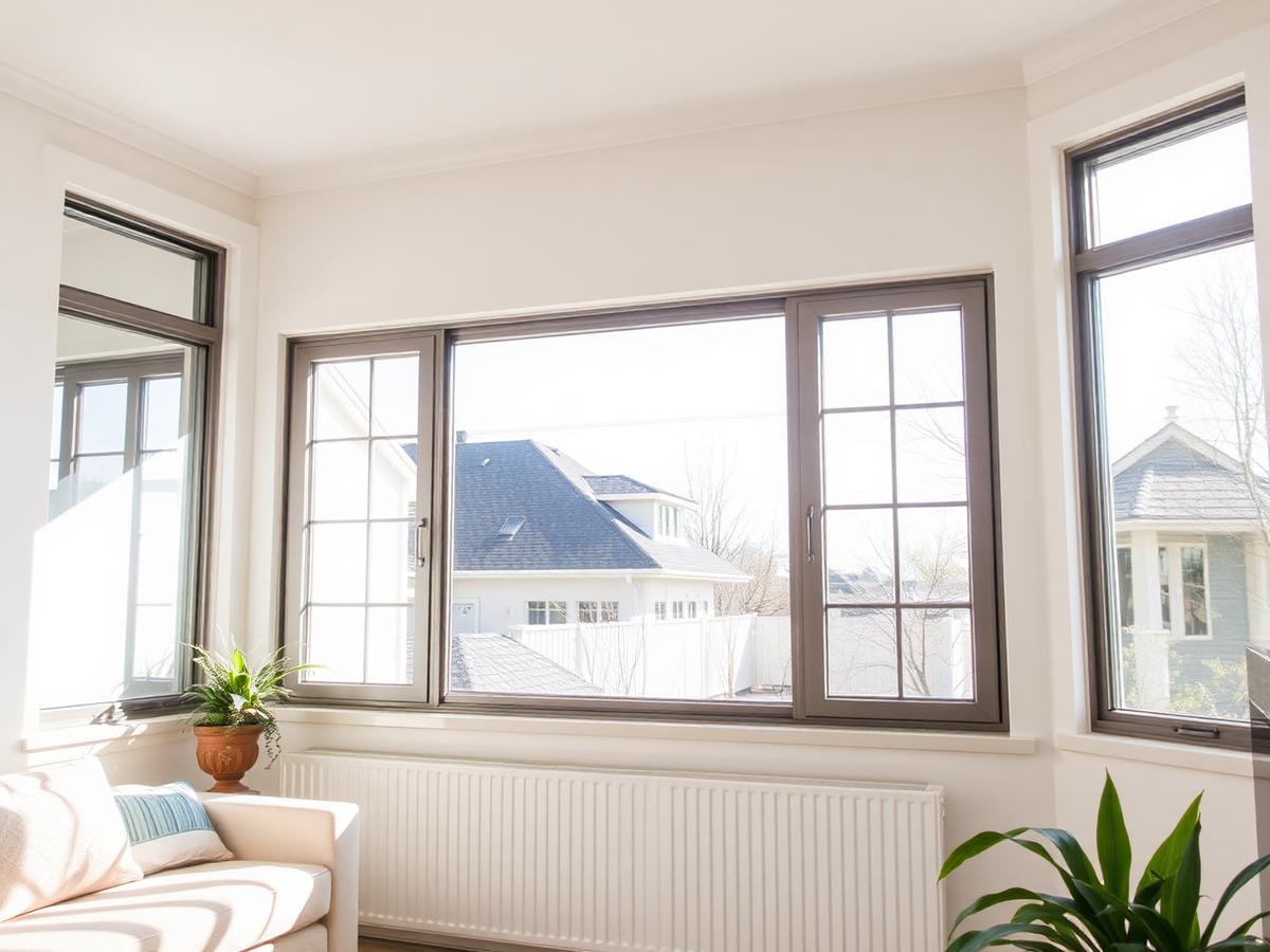 Fenêtres résidentielles propres laissant entrer la lumière dans un salon